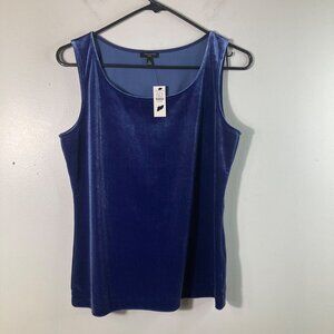 Womens Talbots Petites Sleeveless Velvet Tank‎ Top Blue MP NWT